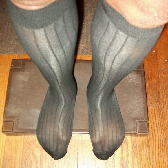 Mens Sheer Nylon OTC Thick N Thin Socks, TNT's Cap Toe and Heel, Black SZ 10-13 - Picture 7 of 16